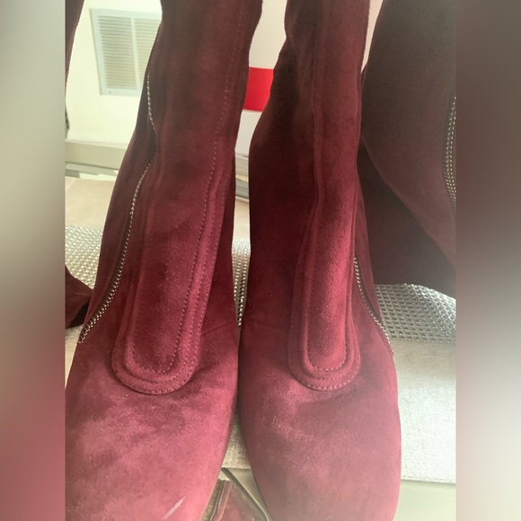 OVER-THE-KNEE BURGUNDY SUEDE SOCK BOOTS SZ 10.5 by LAURENCE DACADE 🔥🔥🔥🔥 - Picture 7 of 17